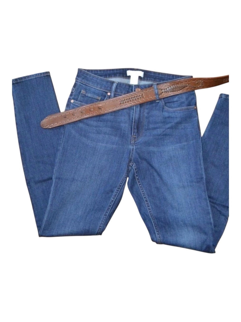 H & M Blue High Rise Stretch Skinny Jeans 6 high waisted